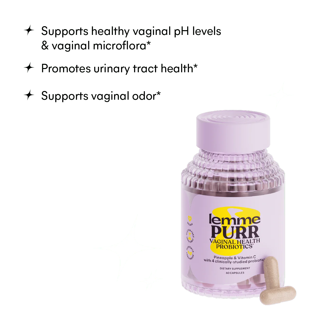 Lemme Purr Vaginal Health Probiotics – 60 Vegan Capsules